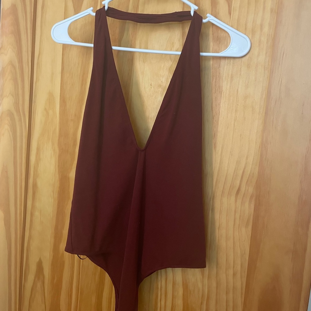 Express Deep V Low Back Thong Bodysuit